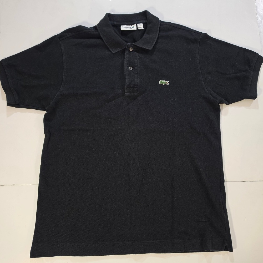 Lacoste Classic Fit Black Polo Shirt Mens Large L Short Sleeve Crocodile Logo